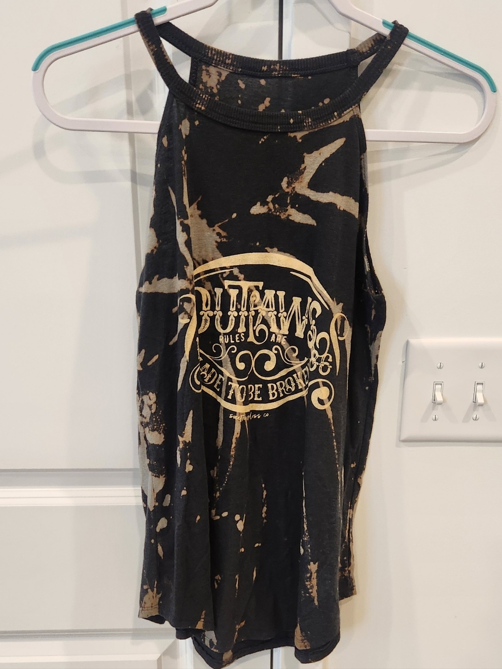 Graphic Bleach-Splatter Tank with Gold Logo